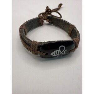 Leather Cord Wrap Bee Bracelet